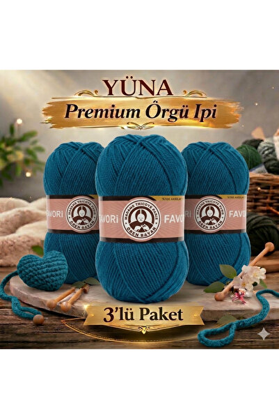 Ören Bayan Kristal 3-Pack Very Fine Knitting Yarn 101 Petrol Blue