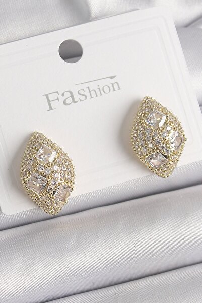 Inure Jewelry Brass Gold Color Zircon Stone Embroidered Drop Model Women's Ea...