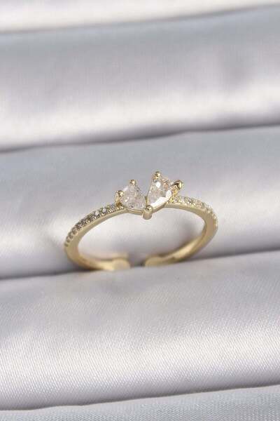 Inure Jewelry النحاس الذهب اللون قابل للتعديل الزركون حجر القلب نموذج خاتم ال...