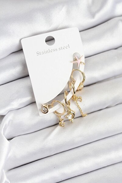 Inure Jewelry Brass Gold Color Set Earrings