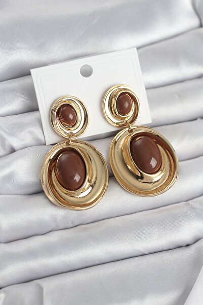 Inure Jewelry أقراط نسائية باللون البني موديل سالانتي دابلا موديل ذهبي اللون ...