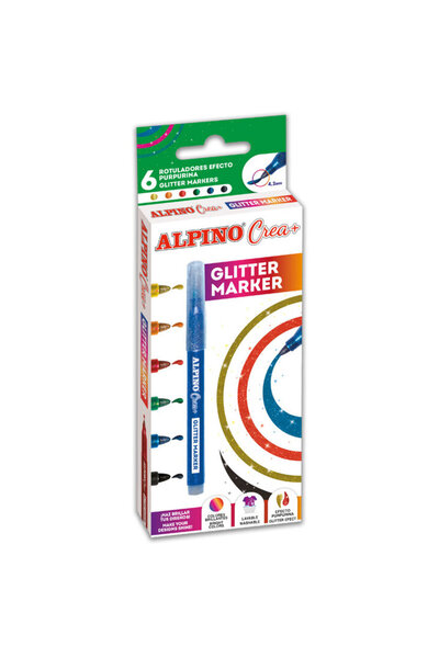 ALPİNGO ALPINO Crea+ Glitter marker set, 6 colors/set