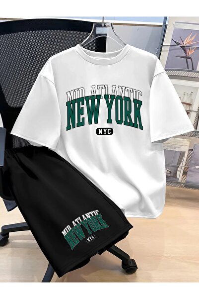 YRN COLLECTION طقم تي شيرت وشورت رياضي للجنسين - طقم رياضي صيفي كبير الحجم، م...