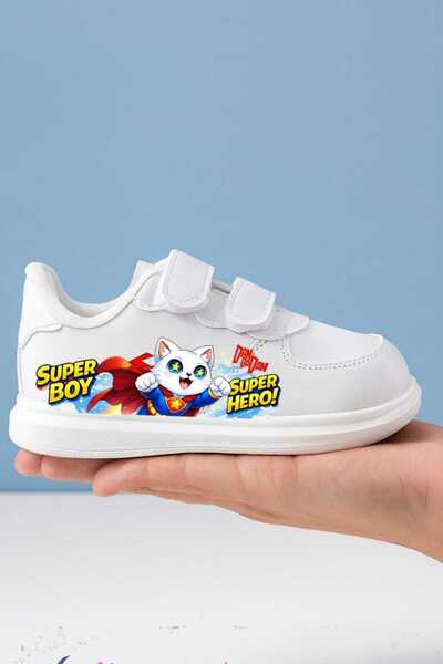 amazoondesing حذاء رياضي للأولاد من سوبر هيرو بوي مطبوع بشريط حذاء رياضي