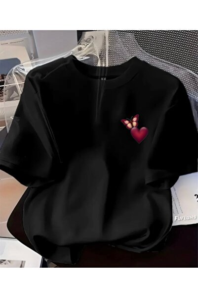 Marco Fresco Unisex Women'S/Men's Oversize Crewneck T-Shirt with Butterfly an...