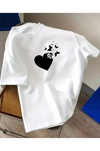 Marco Fresco Unisex Women'S/Men's Oversize Crewneck T-Shirt with Butterflies ...