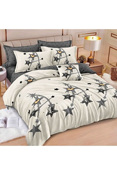 CumparaMisim Double bed linen, Finet, 6 pieces, Gray, stars