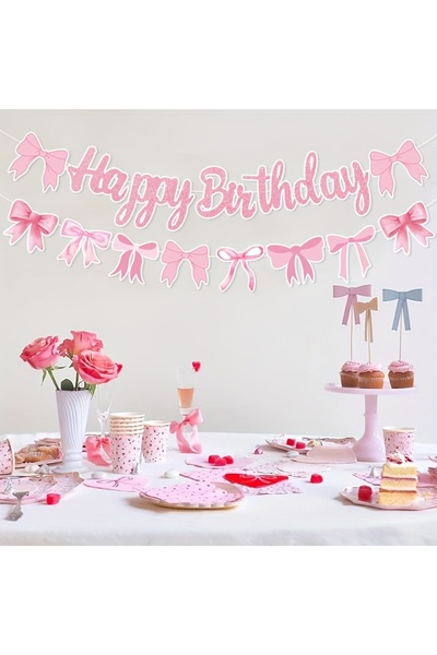 Generic Brand Pink Bow Banner Party Decoration