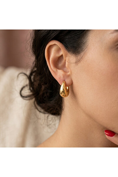 Madame Deco & Takı Madame Gold Thick Plain Hoop Earrings – Classic Stylish Ev...