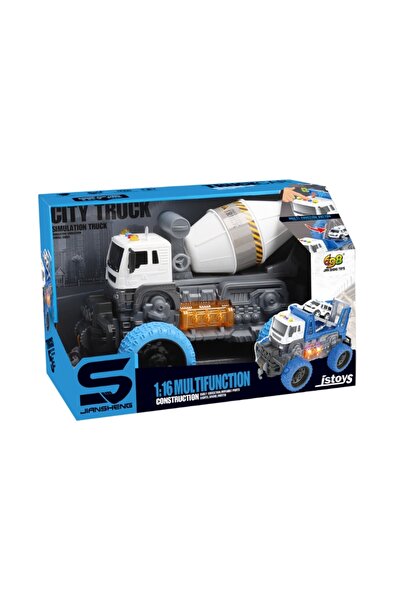 JS Toys Concrete mixer truck with big wheels, inertia, lights and sou...