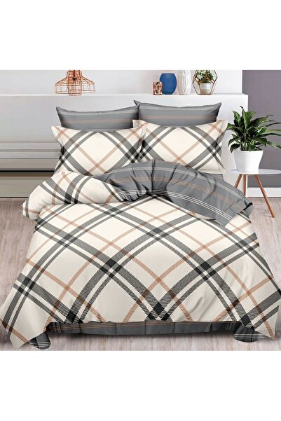CumparaMisim Lenjerie pat dublu, Finet, 6 piese, Gri, carouri