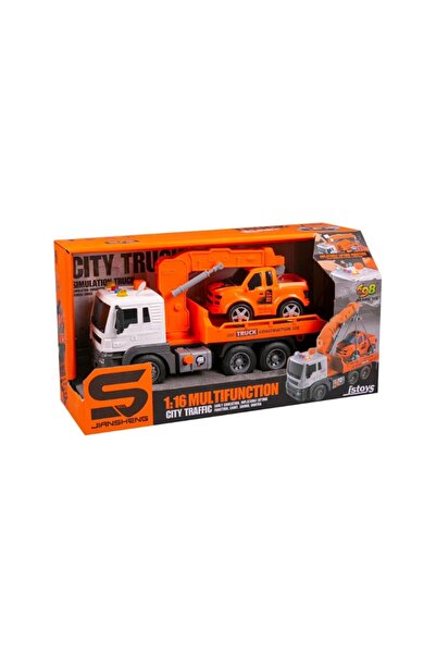 JS Toys Orange tow truck with crane and friction, pressure button, so...