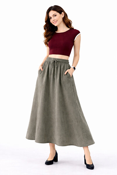 İDOL GİYİM Women's TENCEL™ Elastic Waist Long Skirt