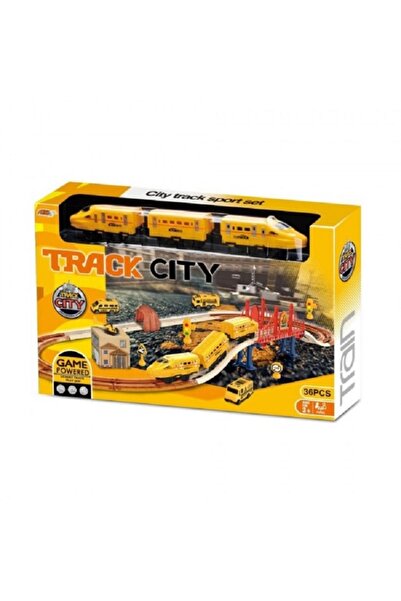 Noname Set de joaca Cale ferata galbena cu tren electric, elemente fosfor...