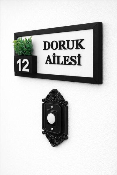 SHELİFE Kişiye Özel Ahşap Kapı İsimliği Çiçekli – 10x20 cm MDF Dekoratif Kapı...