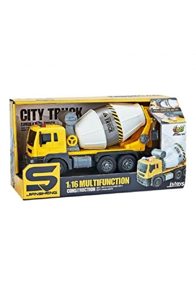 JS Toys Jucarie Camion Betoniera alb&minus;galben cu frictiune, sunete si...