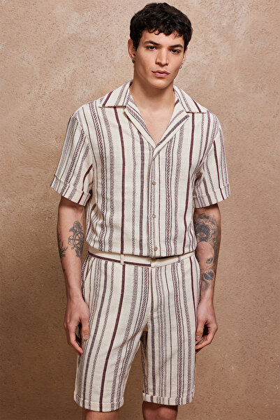 Dear Deer Rustic Burgundy Linen Shirt & Shorts Set