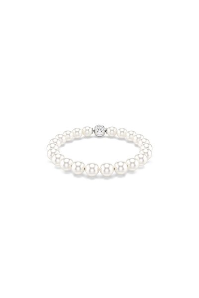 Swarovski Matrix Bileklik, Kristal inci, Beyaz, Rodyum kaplama
