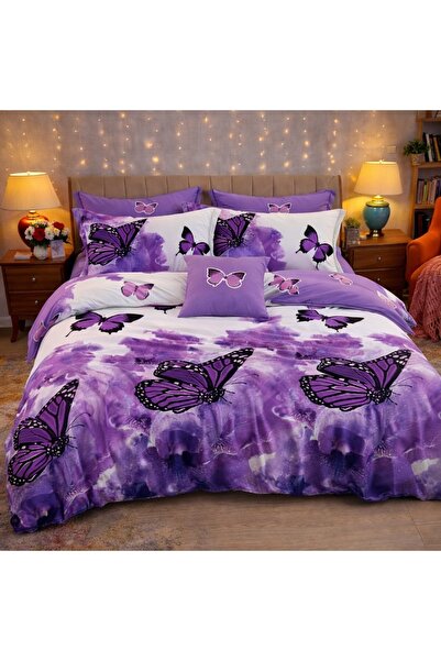 CumparaMisim Διπλό Λινό με Ελαστικό, λεπτό, 6 τεμάχια, λευκό, μωβ, πεταλούδες