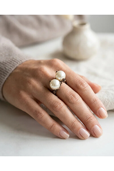 Dorvina Bronze Women's Antique Jewelry Ring with Pearl Model Front Adjustable...
