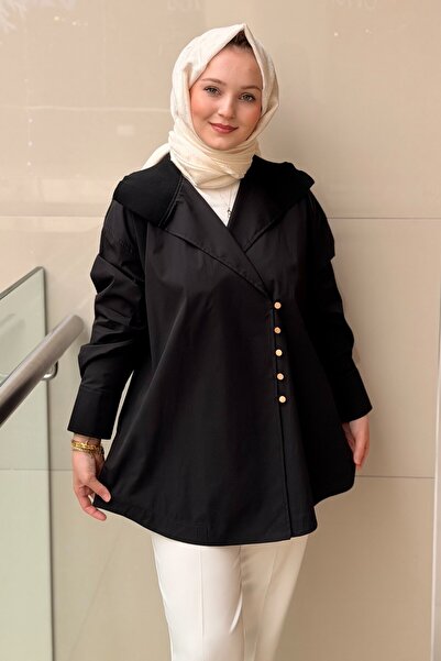 Ghisa Verev Ribana Triko Yaka Asimetrik Düğmeli Tunik