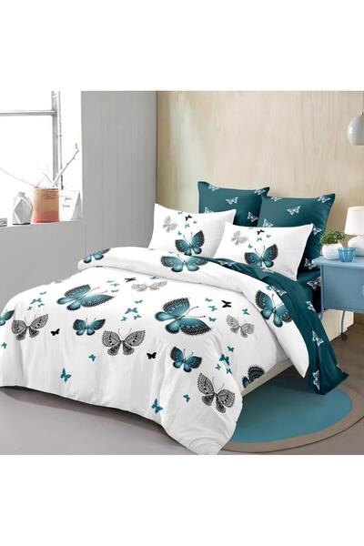 CumparaMisim Διπλό Λινό με Ελαστικό, λεπτό, 6 τεμάχια, τιρκουάζ, πεταλούδες