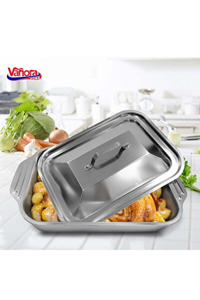 dealshopromania Stainless Steel Tray with Lid Vanora Home Zira, 36.5 x 22 x 7 cm
