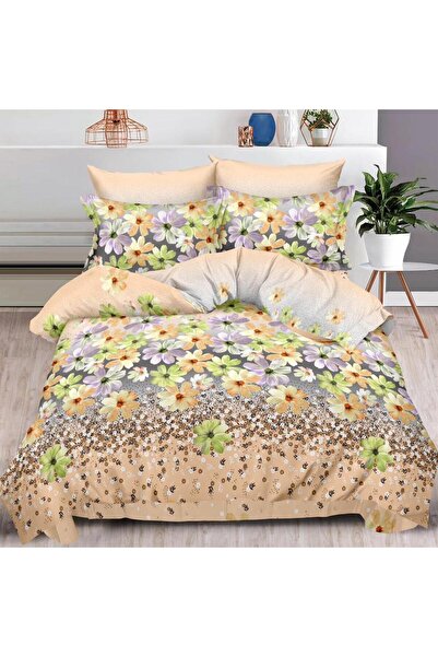 CumparaMisim Double bed linen with Stretchy, Finet, 6 pieces, Beige, flowers