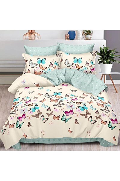 CumparaMisim Double bed linen with Stretchy, Finet, 6 pieces, Blue, butterflies