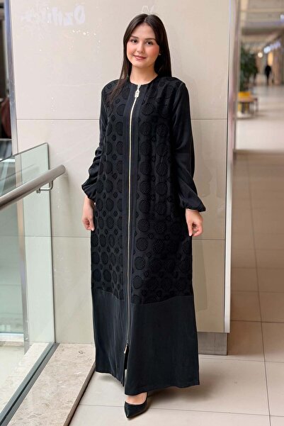 Nuss Geometrik Desenli Fremuarlı Uzun Kap