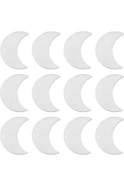 BENECREAT 20 Pcs Moon Stainless Steel Blanks, 25x35mm Metal Stamping Tags