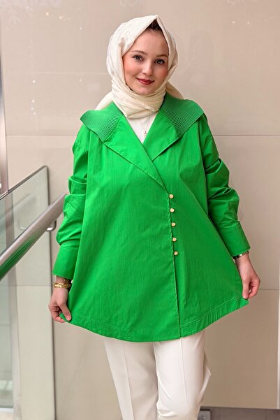 Ghisa Verev Ribana Triko Yaka Asimetrik Düğmeli Tunik