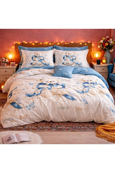 CumparaMisim Double bed linen with Stretchy, Finet, 6 pieces, Blue, bears