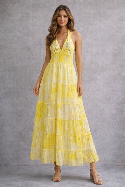 GENERIC4 Cotton Sleeveless Dress with Embroidery