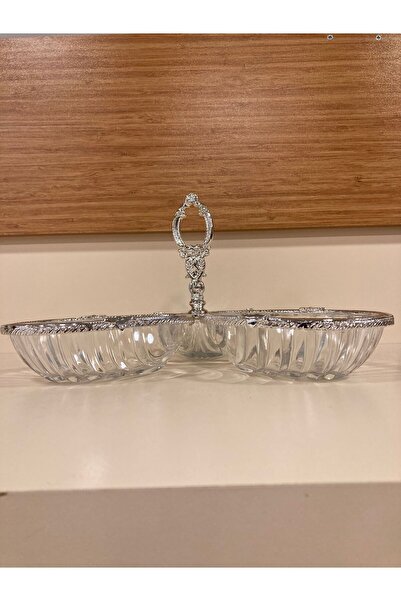 PLUS HOME 2-Piece Silver Cast Glass Cutting Board with Edged Frame for Snacks...