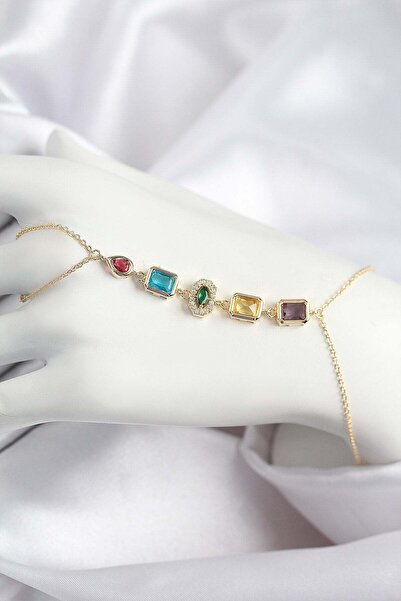 Inure Jewelry Brass Colored Zircon Stone Model Gold Color Şahmeran