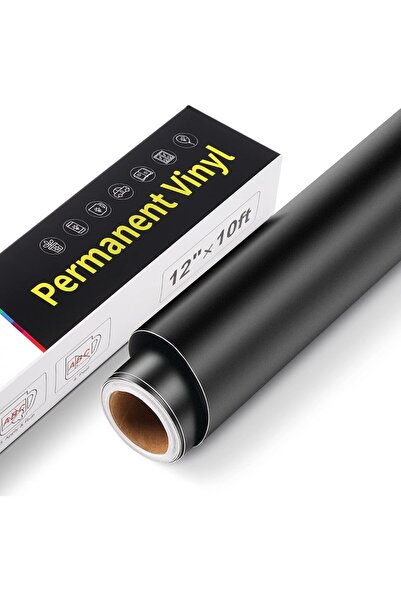 NO BRAND Matt Black Permanent Vinyl Rolls - 12" x 120" Waterproof Self-Adhesi...