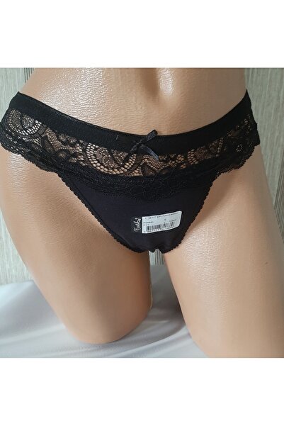 Shine Elagance Black Top with Lace Flat Back Panels 94% Cotton 6% Elastane Tu...