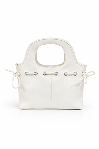 CANTACOMBINE Women's Knotted Ring Detailed Tote Bag White