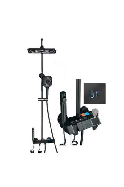 Sanlux Coloană de duș modernă cu termostat, duș cu efect de ploaie, hidromasa...