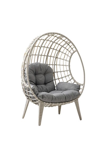 ReHome Egg Chair Tekli Rattan Bahçe Koluğu |Rehome Minderli Oval Lounge