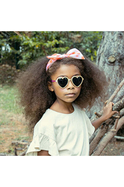 PETIT-ATELlER Kids Heart Shape Sunglasses Gold Glitter Frame Pink Arms UV400 ...