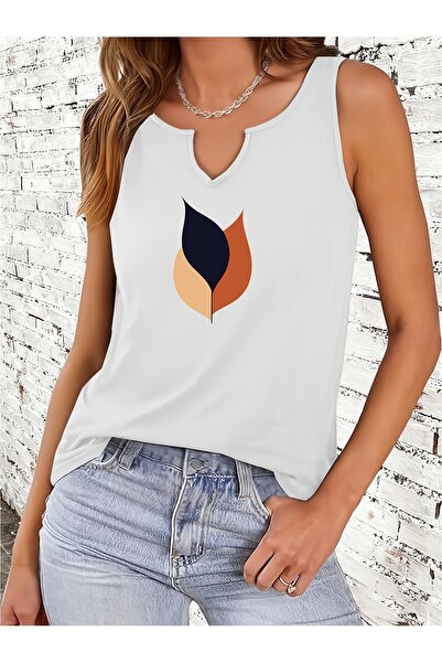 mercoledi Mix cu imprimeu pentru femei, cu decolteu în V, fără mâneci, croial...