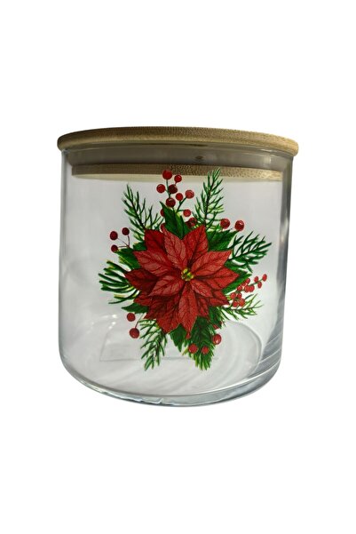 Rapsodi Bamboo Glass Jars with Lids Patterned 535 Cc