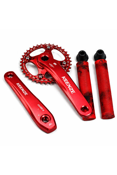 KENZE MTB Tekli Renkli Aynakol 32T 170 MM ve Kırmızı MTB Bisiklet Elciği seti
