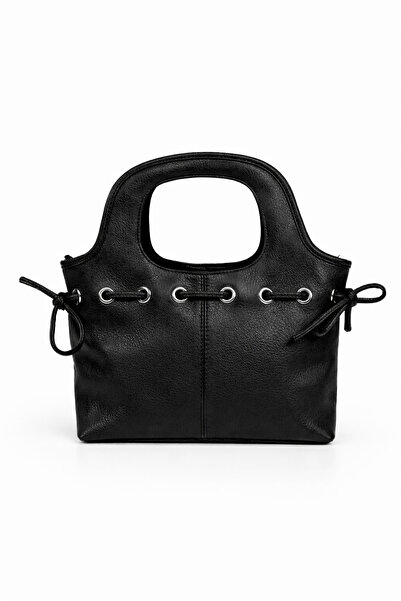 CANTACOMBINE Women's Knotted Ring Detailed Tote Bag Black