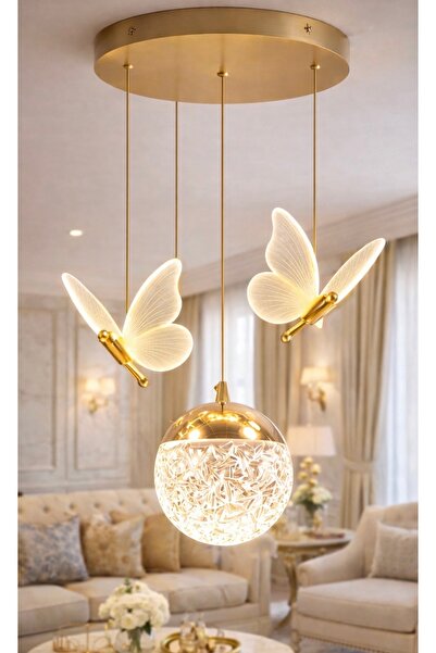 Mon Chevalon Molla Sarkıt Salon Avize Power Led Avize Kelebek ve Küre Detaylı...