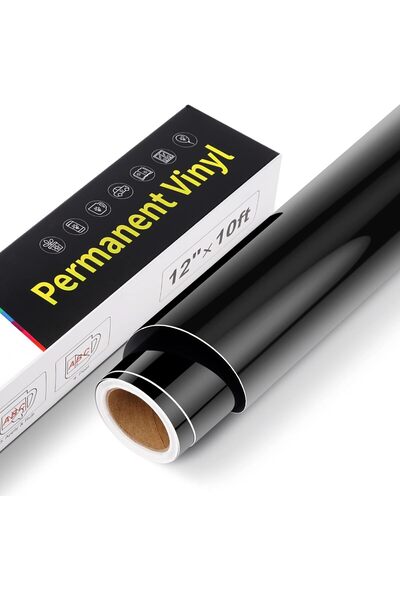 NO BRAND Self Adhesive Vinyl Plotter Film - 12" x 120" Waterproof, Gloss Blac...