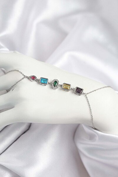 Inure Jewelry نموذج حجر الزركون الملون باللون الفضي من شيمران