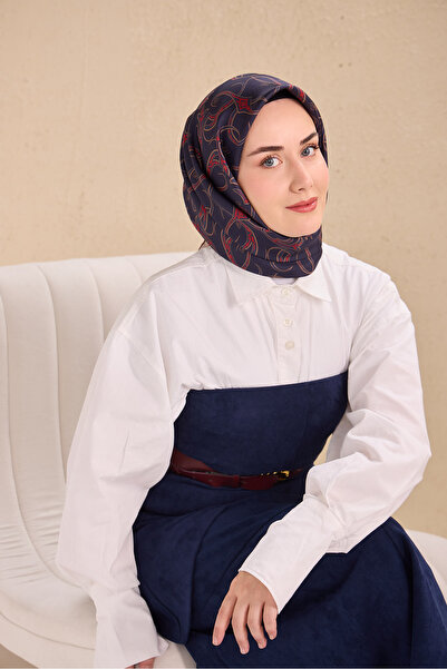 Silk Home Twill Silk Scarf 11509-11 Baroque Navy Blue